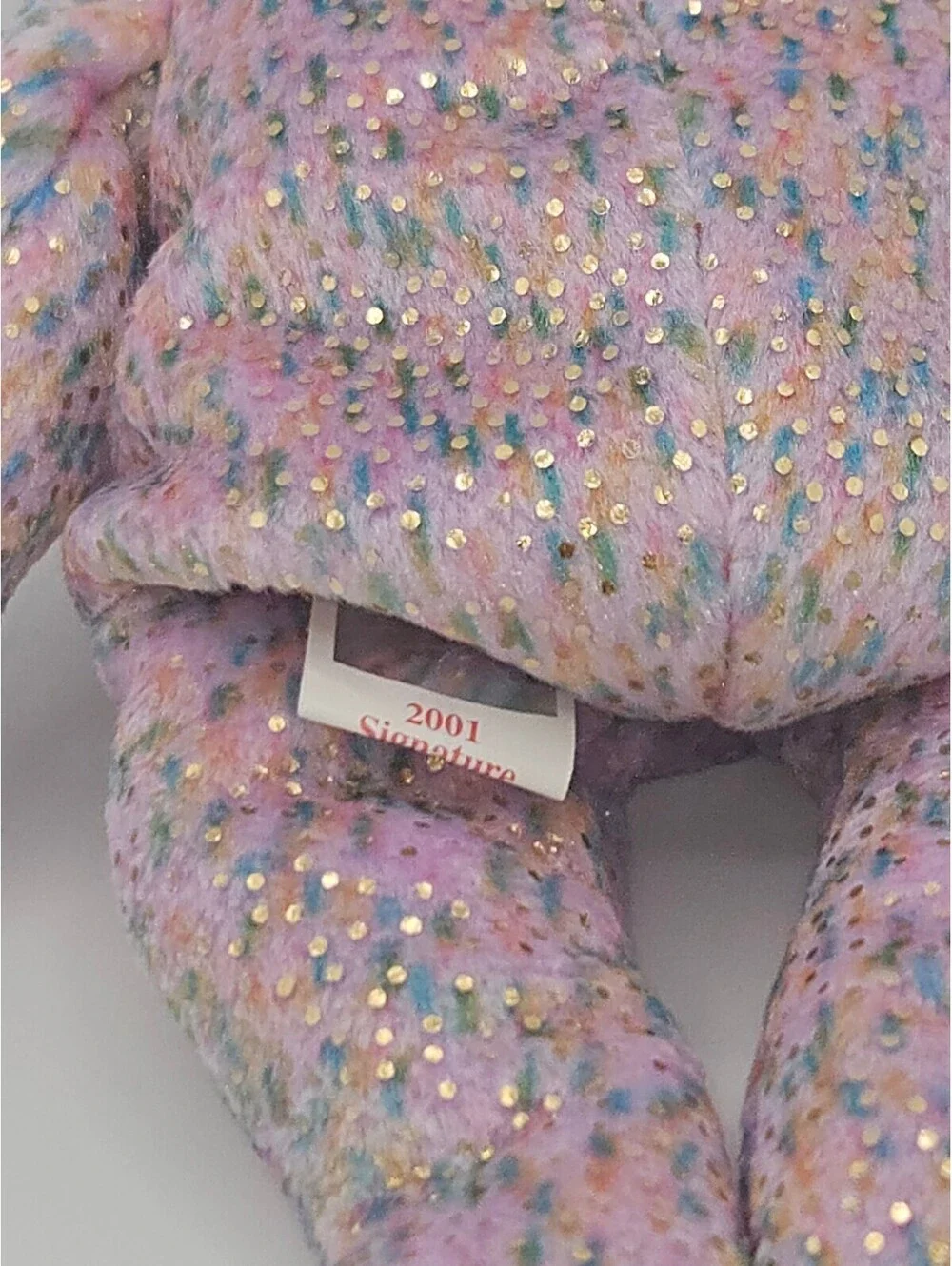 TY Beanie Baby 2001 Signature Bear – Pink Pastel Confetti